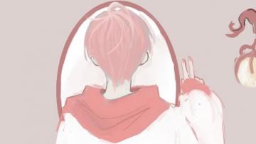 Pink Anime Boy In The Mirror Desktop Background Wallpaper