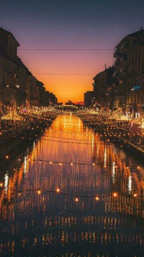 Milan City River Night Lights Celebrations
