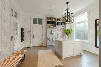 Beadboard Lockers Mud Room Staggered Tile Floor