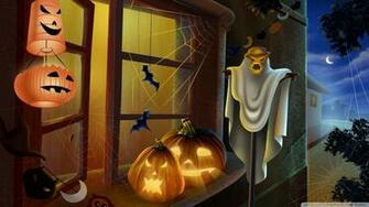 Spooky House Bats Scary Pumpkin Spider Web Hallowmas Halloween