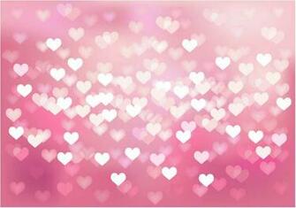 Set Of Vector Bokes Hearts Background With Pink Romantic Heart