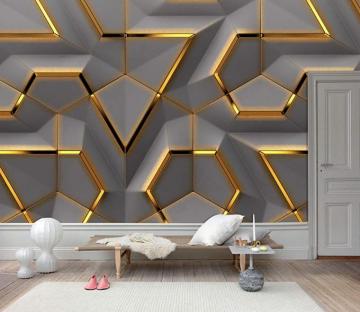 Amazon 3d Gold Geometric Shapes Wallpaper Grey Background