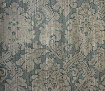 Embossed White Damask On Blue Vintage Wallpaper Made In England