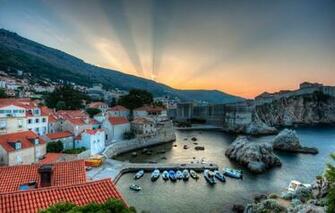 Wallpaper Landscape Sunrise Bay Panorama Boats Croatia