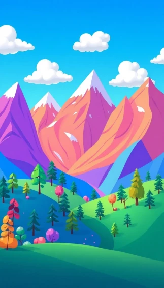 Cartoon Mountains Wallpaper