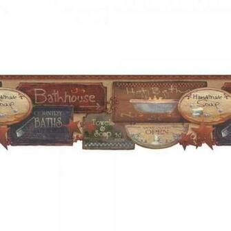 Country Book Bath Signs Border Jn1848b