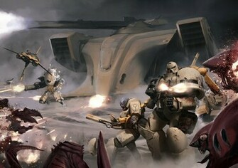 Marines Tau Xv25 Space Tyranids Battle Wallpaper