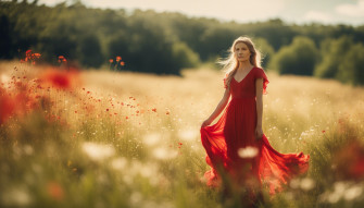 Girl Red Dress Wallpaper