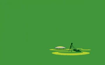 Digital Art Minimalism Humor Simple Background Ufo Lawnmowers