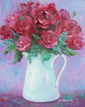 Red Rose Oil Painting Picsant
