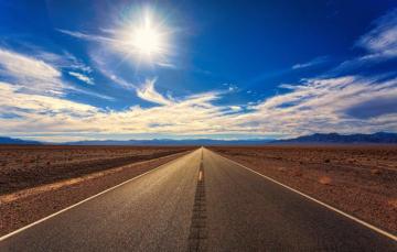 Wallpaper The Sun Clouds Road Mountains Horizon Desert