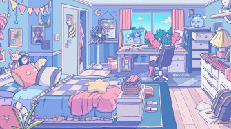 Cute Anime Bedroom Background Wallpaper