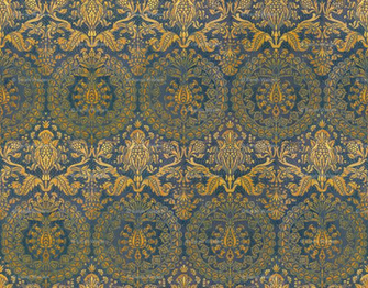 Blue And Gold Damask Wallpaper