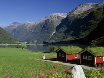 Lakeside Homes Oldenvatnet Norway HD Wallpaper