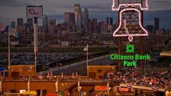 Citizens Bank Park Phillies And Philadelphia Skyline Wallpaper