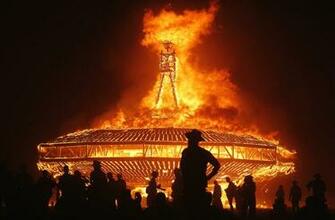 The Man Burns During Burning Arts And Music Festival In