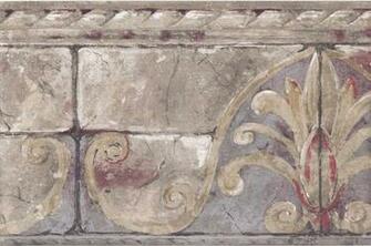 Beige Stone Bricks Molding Wallpaper Border Traditional