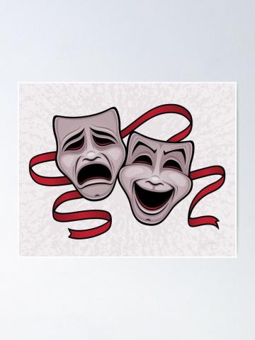Comedy And Tragedy Theater Masks Poster By Fizzgig