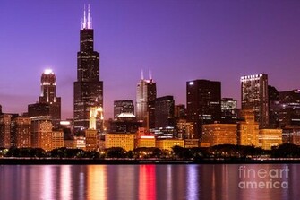 Skyline At Night High Resolution Image Photograph Chicago