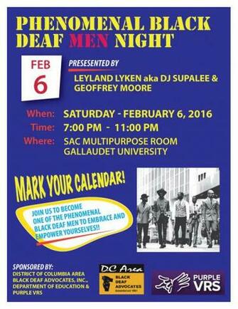 Purple Background Headline Says Phenomenal Black Deaf Men Night An