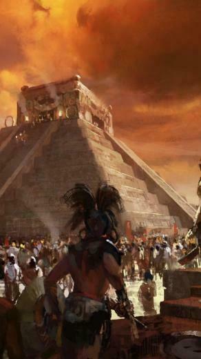 Maya Artwork Aztec Pyramids Sacrifice Wallpaper