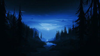 Wallpaper Dark Night River Forest Minimal