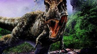 Wallpaper Dinosaur Jaws Aggression Stones Trees