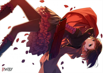 Ruby Rose Rwby Petals Red Cape Girl Female Anime HD Wallpaper Desktop