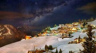 Snowy Village In Switzerland Widescreen Wallpaper