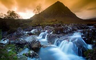 Beauty Spring Under Mountain In Sunrise HD Wallpaper