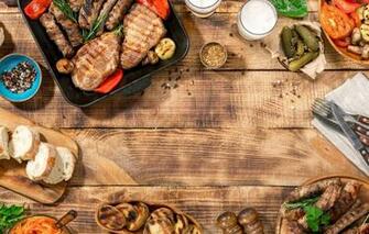 Wallpaper Bread Meat Bbq Vegetables Sauce Wood Grill