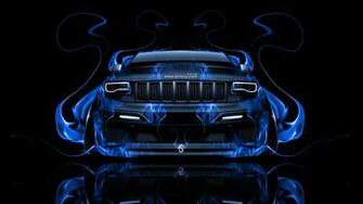 Jeep Grand Cherokee Srt8 Front Blue Fire Abstract Car Photoshop