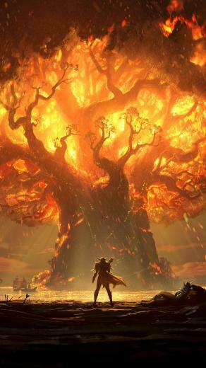Wow Teldrassil Tree Burning iPhone 6s HD