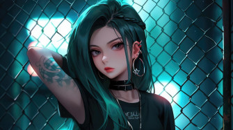 Anime Girl Posing With Fence Wallpaper HD 4k Image