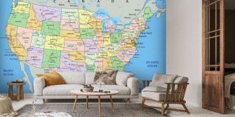 U S Political Map Wallpaper Mural Wallsauce Us