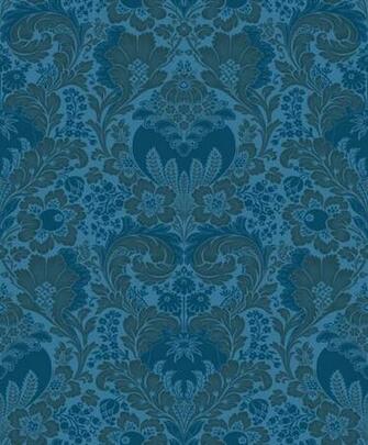 Damask Wallpaper Blue Gold Traditional By
