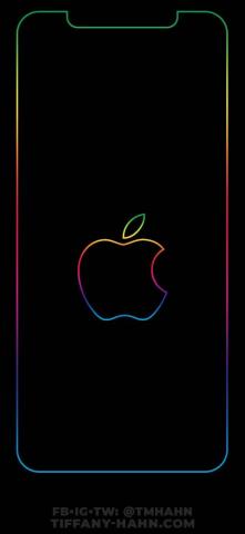 iPhone Xs Max Wallpaper Rainbow Outline Lock Screen Apple