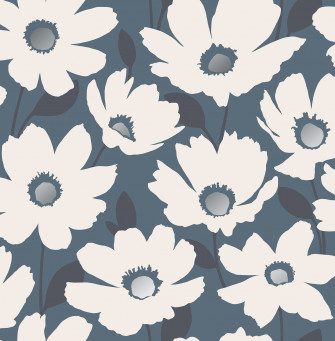 Fine D Cor Mia Navy Floral Wallpaper