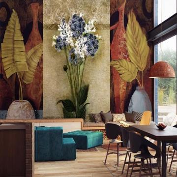 Closeout Wallpaper Vintage Banana Leaf European Oil Painting Mural