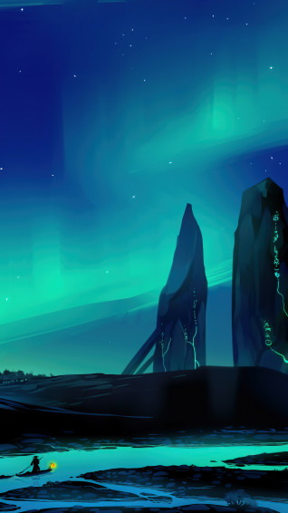 Night Sky Aurora Borealis Beautiful Digital Art Scenery 8k