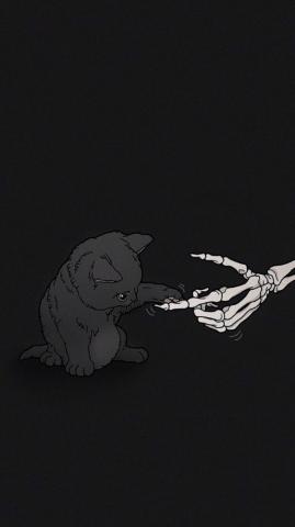 Wallpaper Cat Gothic Skull Dark