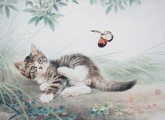 Kitten And Butterfly Wallpaper