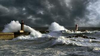 Wallpaper Sea Lighthouse Storm Landscape Desktop