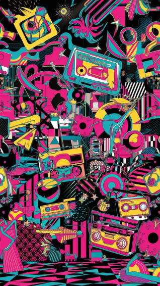 Vibrant 80s Retro Wallpaper