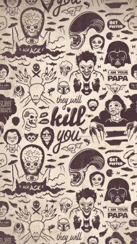 Movie Villains Collection They Will Kill You iPhone Wallpaper
