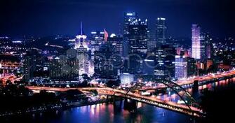 Pittsburgh Skyline Time Lapse Night Stock Video HD