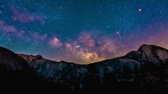 Milky Way Over Mountains Wallpaper iPhone Android Desktop