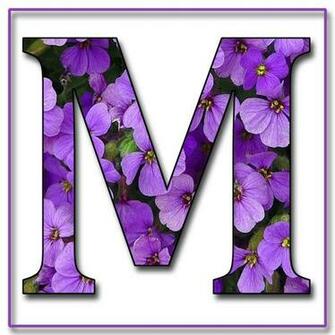 S1600 Capital Letter M Scrapbook Alphabet Purple Flowers Jpg