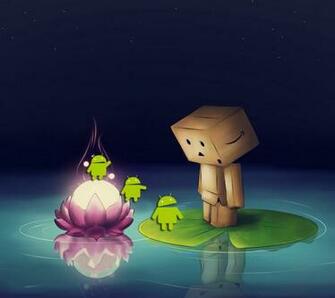 Droid Danbo Cute Lotus Lovely Wallpaper Water Leaf Background Boxman