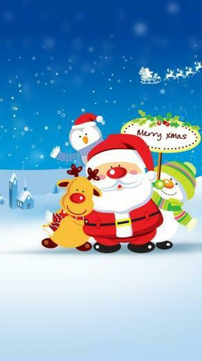 Wallpaper Christmas New Year Santa Deer Snowman Penguin